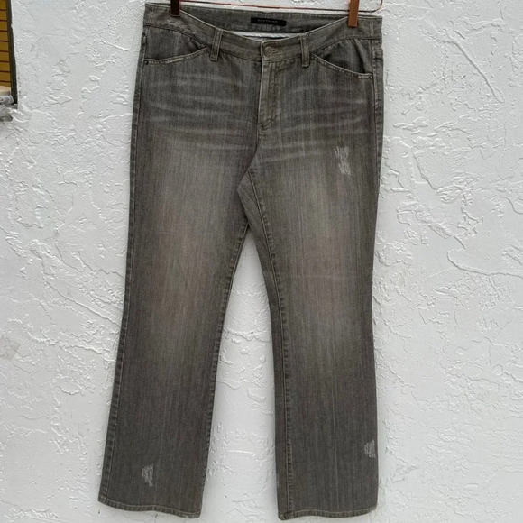 Elie Tahari Womens Boot Cut Distressed Denim Jeans Gray Size Large to XL - Picture 1 of 13